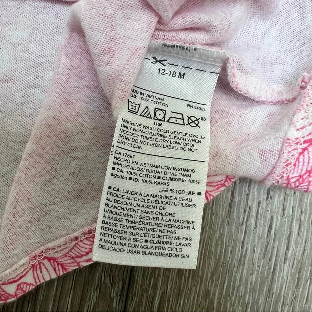 OLD NAVY SHORT SLEEVE T SHIRT FLORAL PINK 12-18MO
